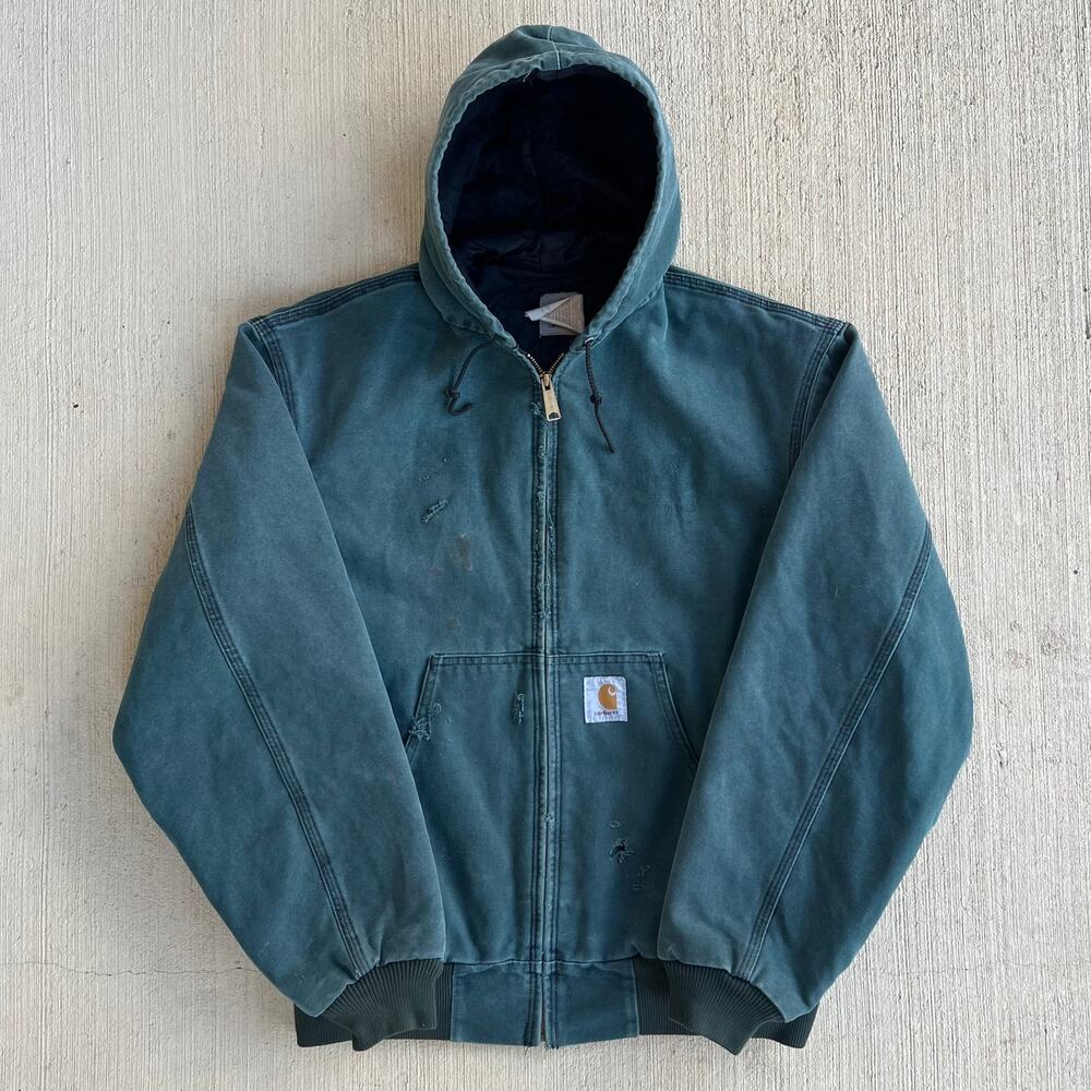 Carhartt JQ243 green hooded work wear jacket